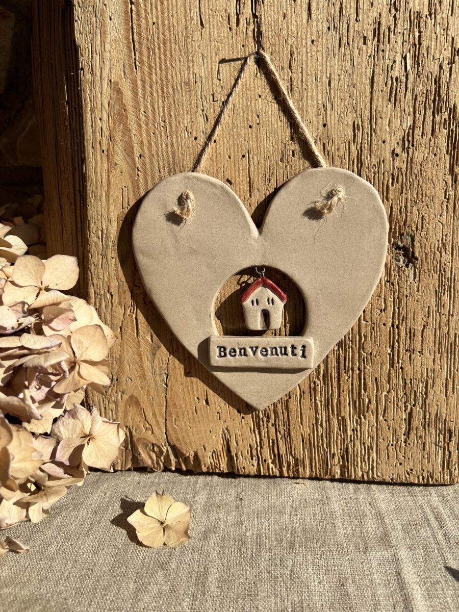 Cuore ceramica 'Benvenuti'